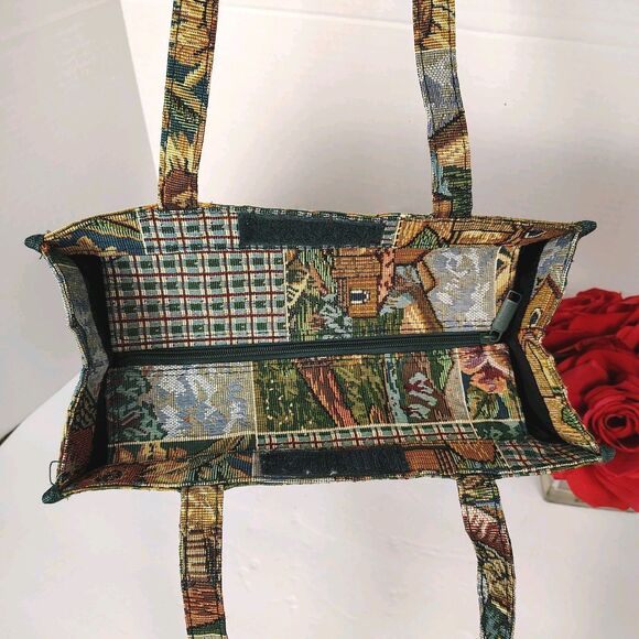 RARE 🔥 Pioneer Express Tapestry Tote Farm Flowers Cottage Country Ducks - Picture 7 of 14